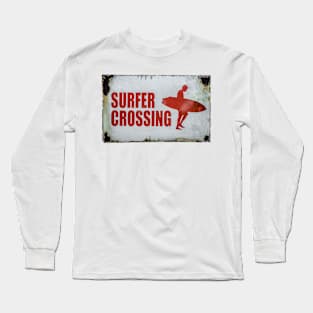 Vintage Surfer Crossing Sign Long Sleeve T-Shirt